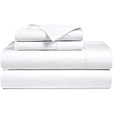 Minor Monkey 100% Egyptian Cotton Queen Size Sheets - 1000 Thread Count 4 Piece Bedsheet Set Soft Breathable & Cooling Sheets for Queen Size Bed - Elasticized 16" Deep Pocket Sheet Set (Natural White)