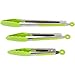 Silicone Kitchen Tongs for Cooking with Silicone Tips, Heat Resistant Tongs for Serving Food, 7-Inch, 9-Inch, 12-Inch Locking Silicone Tongs, Set of 3 Salad Tongs, Lime Green Kitchen Utensils