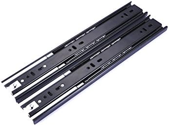 12-20 Inch Three-Section Damping Buffering Black Slide Rail Track Silencer Furniture Closet File Cabinet Drawer Extension Sliding Rail Pulley (16")