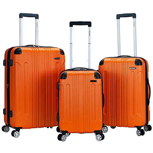Rockland London Hardside Expandable Luggage with Spinner Wheels, Orange, 28-24-20-Inch