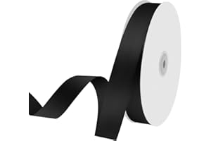 Quhora 1" x 100 Yards Satin Ribbon - Black Silk Ribbon with Spool - Ideal for Gift Wrapping, Floral Bouquets, Crafts, Wedding Party Decorations, Christmas and Sewing Projects