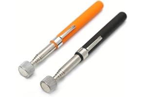 10LB Magnetic Pickup 10 lb. Stainless Steel Telescopic Suction Bar Orange and Red Handle with Pen Clip Suction Bar (Black)