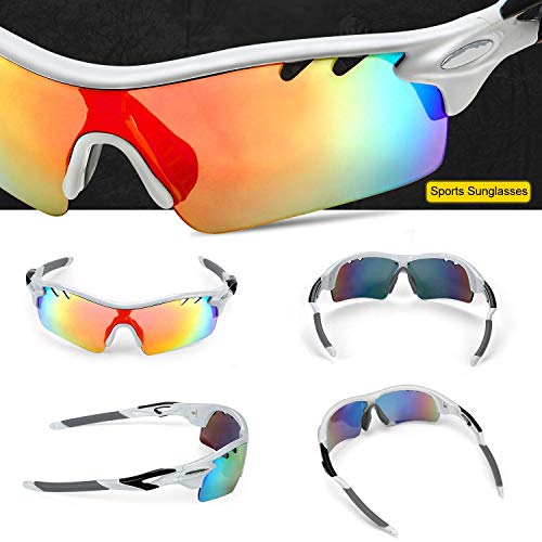 JOGVELO Polarized Sports Sunglasses,Cycling Glasses Men with 5