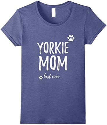 Womens Yorkie Mom T-shirt for Dog Mom Small Heather Blue
