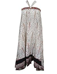 Womens Wrap Skirt Beige Paisley Printed Reversible Silk Wrap Around Skirt Dress