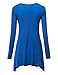 Lock and Love LL WT953 Womens Round Neck Long Sleeve Rib Trapeze Tunic Top XL Royal_Brite
