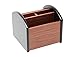 Rotating 4 Compartment Wooden Desk Organizer | Remote Caddy/Holder For Desktop Office Supplies or Remote Controls - Black & Cherry