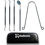 *SALE* Professional Stainless Steel Dental Tool Kit includes Dentist Instruments and Tongue Cleaner in Protective Leather Case - Multi-Purpose Tools