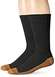 Copper Sole Men's 2 Pack Blue Collar Work Crew Socks, Black, Shoe: 6-12