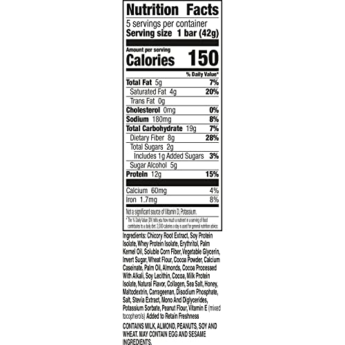 FIBER ONE WEIGHT WATCHERS CHEWY PROTEIN BARS, PEANUT BUTTER COCOA CRUMBLE, 5 CT