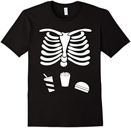 Men's X-Ray Skeleton Burger Soda & Fries Halloween Costume Shirt XL Black