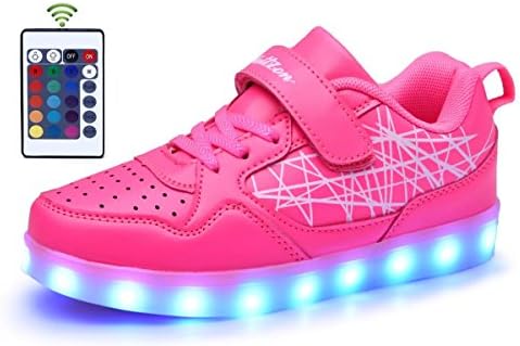 WaltZon LED Light up Fashion Sports Flashing Sneaker Shoes for Kids Boys Girls