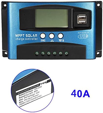 Feeilty 40A MPPT Solar Panel Regulator Charge Controller 12V/24V Auto Focus Tracking Device