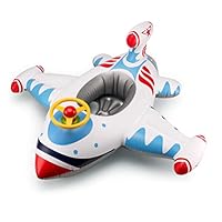 Free Swimming Baby Inflatable Airplane Swimming Float Seat Boat Pool Swim Ring for Baby Kids Toddler (White)