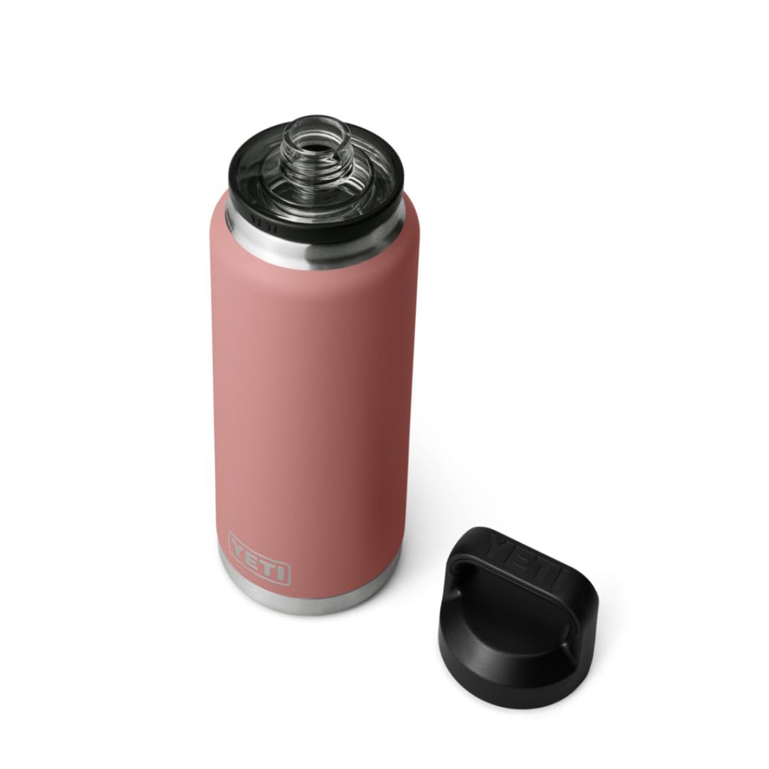 YETI Rambler Bottle Chug, Vacuum Insulated Stainless Steel Bottle with Leakproof Chug Cap, Sandstone Pink, 36 oz (1 L)