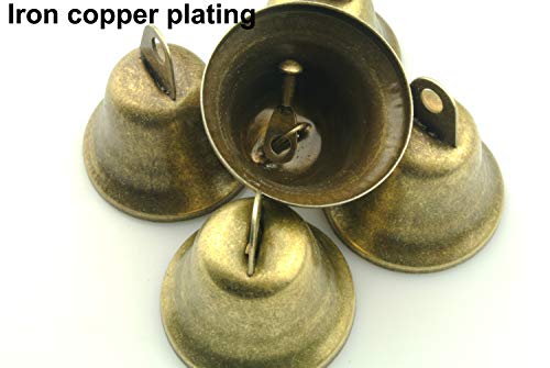 Maydahui 10PCS Small Jingle Bells Bronze Vintage Mini (1.7"X 1.5") for Dog Potty Training,Dog Door Bell,Wedding, Dog Collar,Christmas Hallowmas Decoration - Thumbnail 2