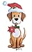Christmas Puppy Poinsettia Garden Stake, Hat Up