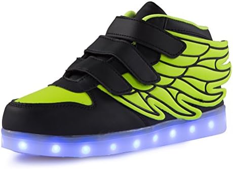 Qkettle Kids LED Light Up Shoes With Wings Fashion Sneakers For Boys Girls High Top Lighting School Sports Shoes For Junior