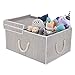 StorageWorks 55L Storage Bin Decorative Closet Storage Box with Double-Open Lid, Mixing of Gray, Brown & Beige, Bamboo Style, Extra Large