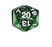 Green Translucent Glitter d20 Initiative Advantage Die for Role-Playing Games. 20 Sided RPG Dice