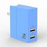 iXCC 20W Dual USB Ports Wall Charger High Speed Charging Travel Charger for iPhone 7 / 6s / Plus, iPad, Galaxy, LG, Nexus and More - Blue
