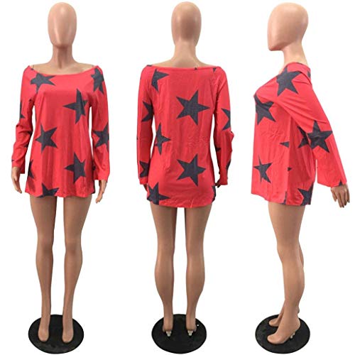 Dressin Women's Girl Strapless Star Sweatshirt Long Sleeve Crop Jumper Pullover Tops
