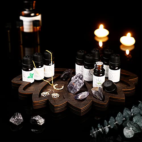 Yuntau Wood Tray Crystals Holder Wooden Lotus Holder Crystal Tray for