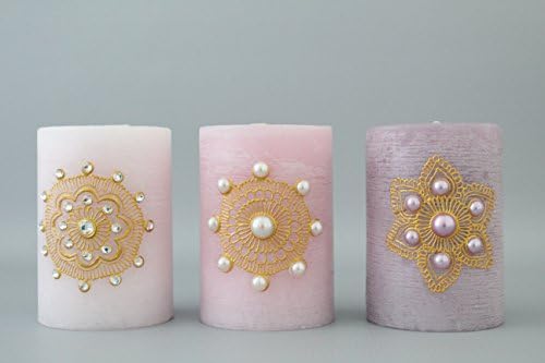 Soft Purple and Pink Hand Painted Candles Holiday Gift