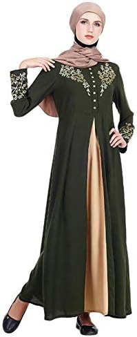 Hzjundasi Muslim Dress Dubai Kaftan Women Long Sleeve Arabic Long Dress Abaya Golden Print Robe Girls Jalabiya Caftan M-XXL
