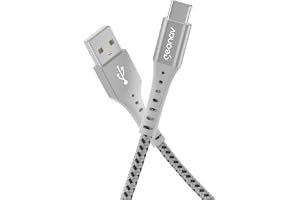 Geonav Cabo USB-A para USB-C, 1.2 metros, nylon trançado, resiste até 10 mil dobras, carregamento rápido (até 40 W) e tranferência de dados (480 Mbps), ESC05WT, branco