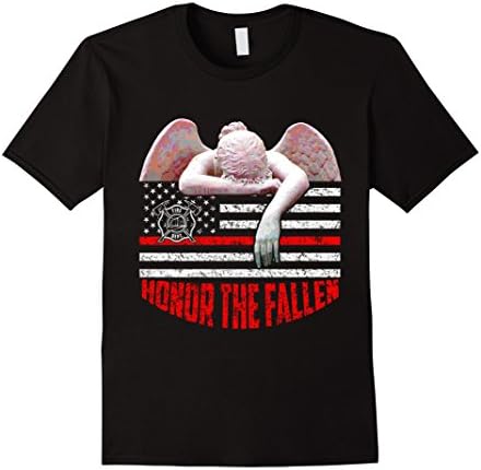Mens Honor the Fallen Firefighter TShirt Thin Red Line Flag Tee 3XL Black