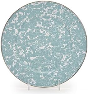 Golden Rabbit Enamelware, 4pc Dinner Plate Set, Seaglass Swirl, 10½ inch Dinner Plate