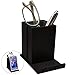 Elegant Eyeglass Glasses Holder Phone Stand – Premium Black Faux Leather, Soft Velvet Lining, Non Skid Felt Bottom - Multipurpose Desktop Organizer for Eyewear, Smart Phone, Pens & Office Supplies