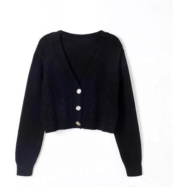 ZAFUL Women's Button Up Embroidered Cable Knit Cardigan V Neck