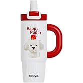 ZZT 26 oz Cute Animal Insulated Tumbler with Straw and Dust Lid, Stainless Steel School Travel Working Coffee Mug, Direct drinking and straw drinking, Gifts for Women & Girls (Red)