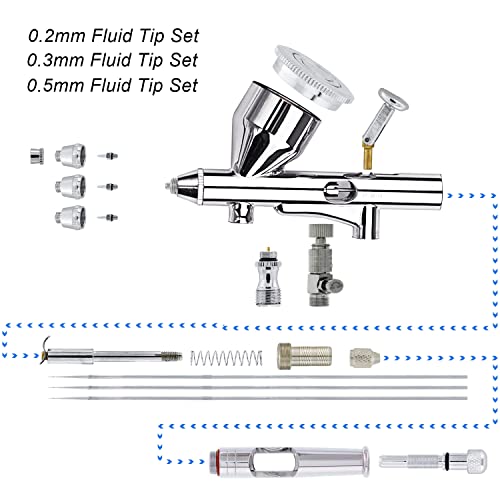 Pinkiou Airbrush Kit with Different Nozzle and Needles MutiPurpose