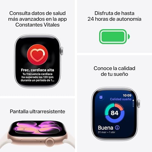 Watch Series 11 GPS+Cellular con Caja de Titanio en Color Pizarra de 46 mm y Pulsera Milanese Loop Color Pizarra-Talla M/L.Calidad del Sueño,monitores de entreno y Salud,Pantalla Siempre Activa