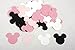100 Black Pink & White Minnie Mouse Confetti, Paper Birthday Party Decorations
