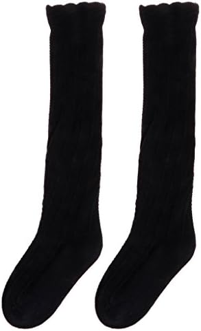 Peako Baby Toddler Girls Cotton Knee High Socks Tights Leg Warmer Stockings for 0-3Y (M, Black)