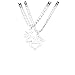 Grenf Fashion 2016 Various Birthday Gift Heart Deer Head Horn Necklace Heart Shape Elk Splice Necklace Animal Skull Pendant for Couples (Heart Shape Elk Splice Pendant - Silver(one pair))