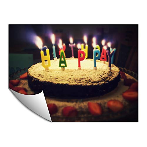  Customized Small Wall Mural with Your Brithday Photos, Removable Self-Adhesive Wallpaper for Living Room Bedroom - 36x48 inches