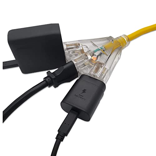 100ft GFCI 12/3 Heavy Duty 3Outlet SJTW Indoor / Outdoor Yellow