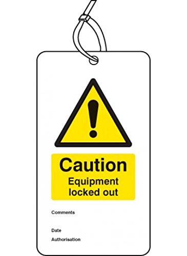 Caledonia Signs 55078 Lockout Tag, Caution Equipment Locked Out, 80 mm x 150 mm (Pack of 10)