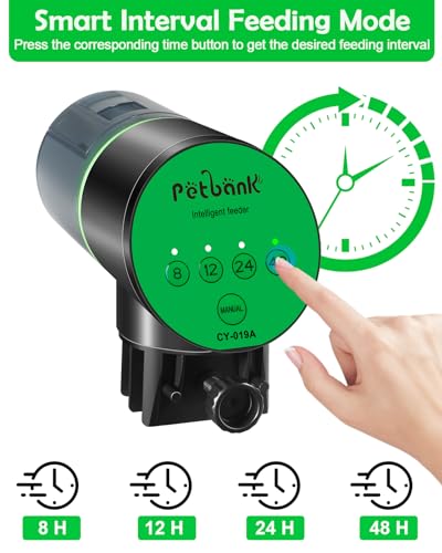Petbank Automatic Fish Feeder for Aquarium - Auto Fish Food Dispenser Battery Operated Vacation Timer Fish Feeder Automatic Dispenser with 2 AAA Batteries Included