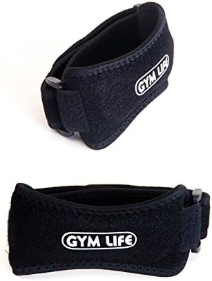 TWO Professional Patella Tendon Strap by Gym Life: Runner’s &amp; Jumper’s Knee Strap – Patella Strap Eases Tendinitis Pain &amp; Knee Joint Pain with Maximum Knee Support Bands 2 Pack (BLACK)