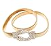 Rhinestone Knot Buckle Piece Stretch Waist Chain Belt Gold, Black Tone (Gold)