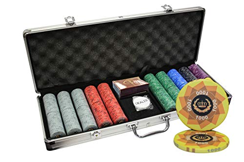 MRC 500pcs Laurel Crown Ceramic Poker Chips Set with Aluminum Case - Thumbnail 7