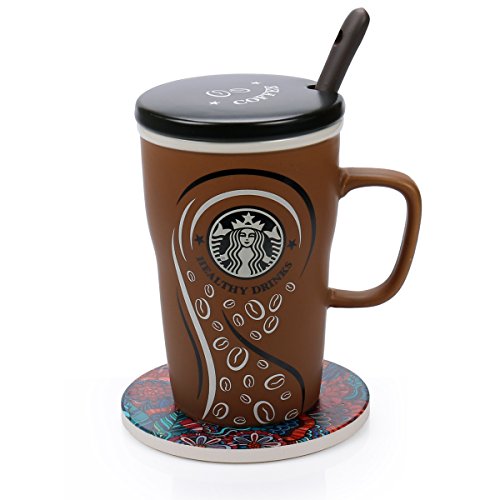 LogHog Ceramic Coaster Set of 4, Glass Cup Holder Coffee Mug Place Mats Absorbent Stone Coasters for Drinks (Pattern 6)