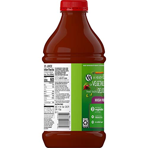 V8 HIGH FIBER 100% VEGETABLE JUICE, 46 OZ. BOTTLE