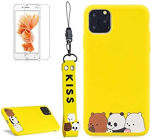 Girlyard Cartoon Silicone Case for iPhone 11 Pro Max 6.5 Inch, Super Cute 3D Three Bears Pattern Animal Series Slim-Fit Ultra-Thin Anti-Scratch Soft Shock Proof TPU Rubber Case+Wrist Lanyard